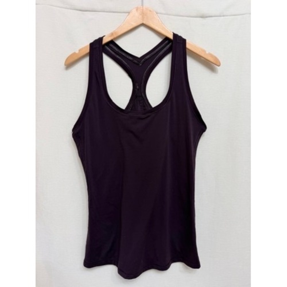 Yogalicious Womens XL Racerback Active Tank Top Dark Purple Ruched Back Gym Yoga